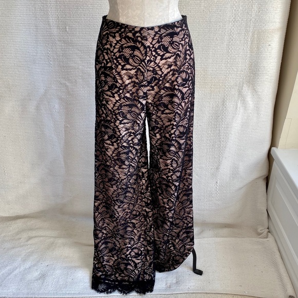 Neiman Marcus Pants - Nicole Miller 6 Tall Nude Illusion Lace Pants Glam Halloween Costume